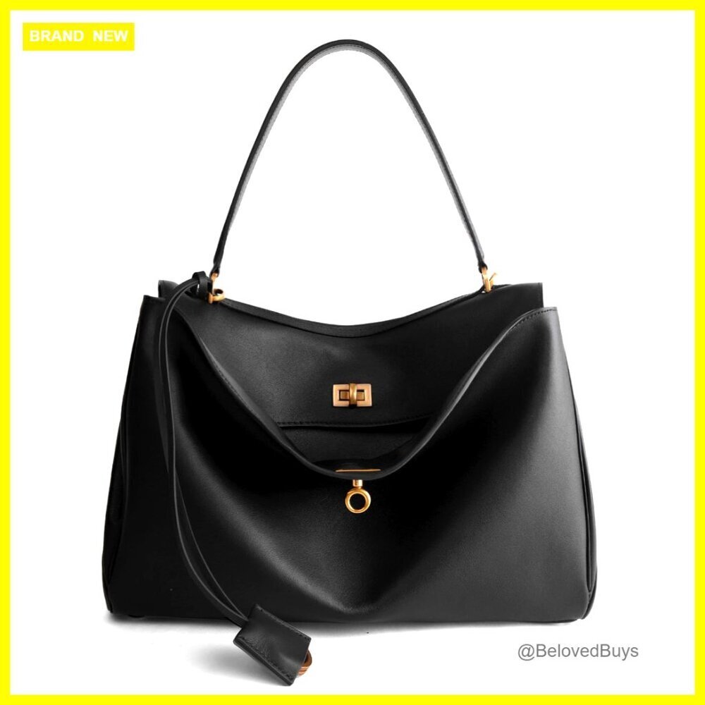Large Genuine Leather Tote Bag with Adjustable Strap for Travel Work